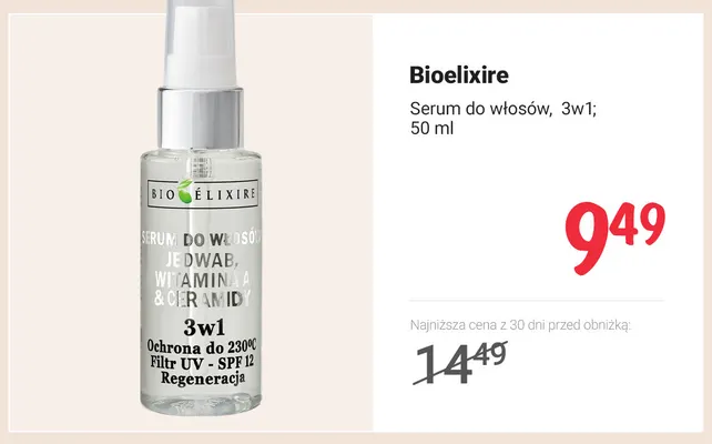 Serum do włosów 3w1 Bioelixire promocja w Rossmann