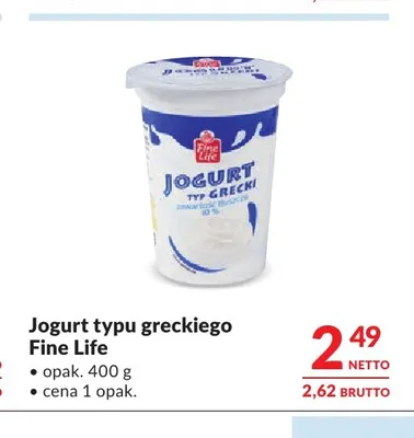 Jogurt typu greckiego Fine Life promocja w Makro