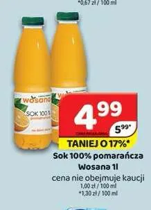 Sok pomarańcza Wosana 100% promocja w Delfin