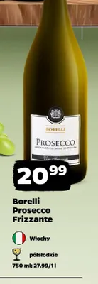 Wino musujące Borelli Prosecco Frizzante półsłodkie promocja w Netto