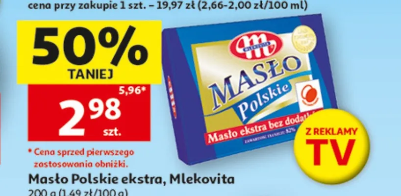 Masło Polskie ekstra Mlekovita promocja w Auchan