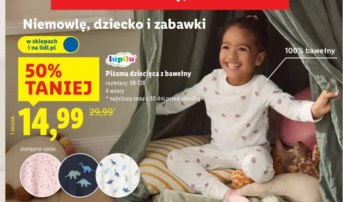 Piżama dziecięca bawełniana Lupilu promocja w Lidl