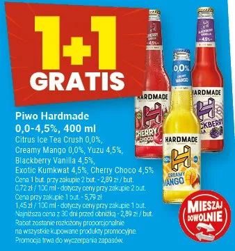 Piwo Hardmade Citrus 0,0%, Citrus Cруш 0,0%, Creamy Mango 0,0%, Yuzu 4,5%, Blackberry Vanilla 4,5%, Exotic Kumkwat 4,5%, Cherry Choco 4,5% promocja w Twój Market