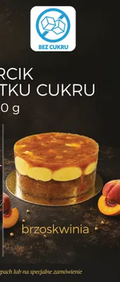 Torcik bez dodatku cukru brzoskwinia Ciastkarnia Natalia i Szymon promocja w TOPAZ
