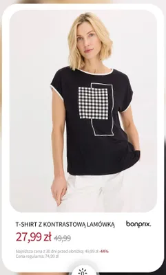 T-shirt z kontrastową lamówką Bonprix promocja w bonprix