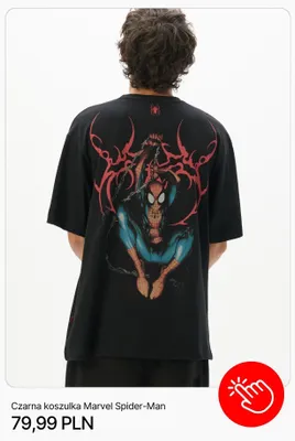 Czarna koszulka Marvel Spider-Man Cropp promocja w Cropp