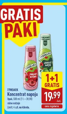 Koncentrat napoju Tymbark jabłko wiśnia promocja w Aldi