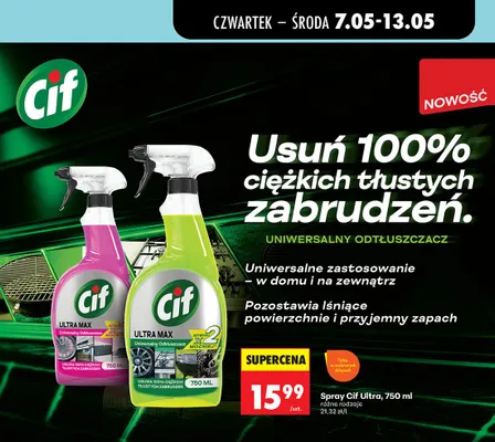 Spray Cif Ultra Max Uniwersalny Odtłuszczacz promocja w Biedronka