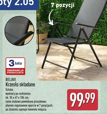 Krzesło składane Belavi promocja w Aldi