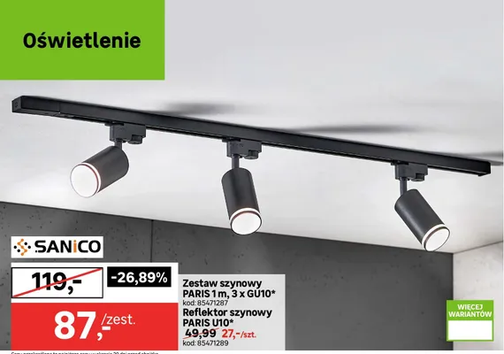 Zestaw szynowy Paris 1 m, 3 x GU10 promocja w Leroy Merlin