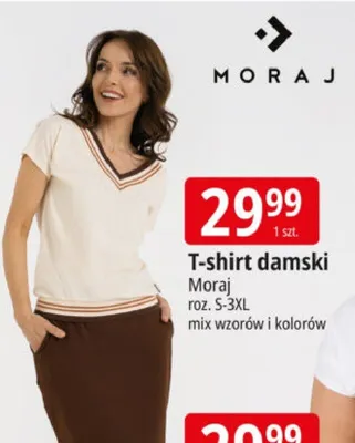 T-shirt damski Moraj roz. S-3XL promocja w Leclerc