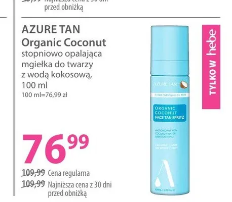Mgiełka do twarzy Azure Tan Organic Coconut promocja w Hebe
