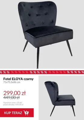 Fotel ELOYA czarny promocja w Homla
