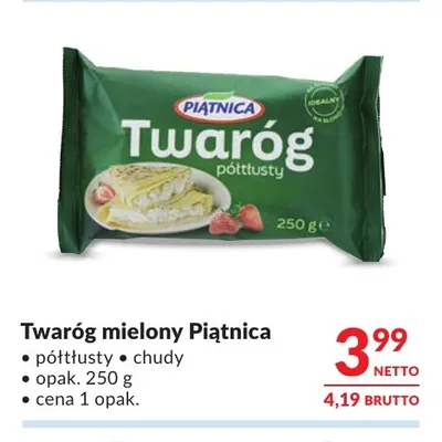 Twaróg mielony Piątnica półtłusty promocja w Makro