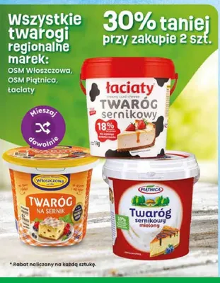 Twaróg sernikowy Łaciaty, OSM Włoszczowa, Piątnica promocja w Dino