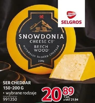 Ser Cheddar Snowdonia 150-200 g wybrane rodzaje promocja w Selgros