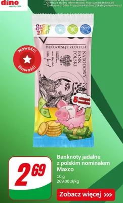 Banknoty jadalne z polskim nominałem  promocja w Dino