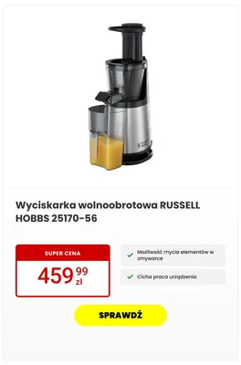Wyciskarka wolnoobrotowa Russell Hobbs promocja w Media Expert