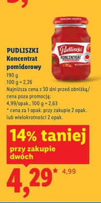 Koncentrat pomidorowy Pudliszki promocja w Lidl