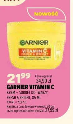 Krem sorbet do twarzy Garnier Vitamin C Fresh & Bright promocja w Drogerie Natura
