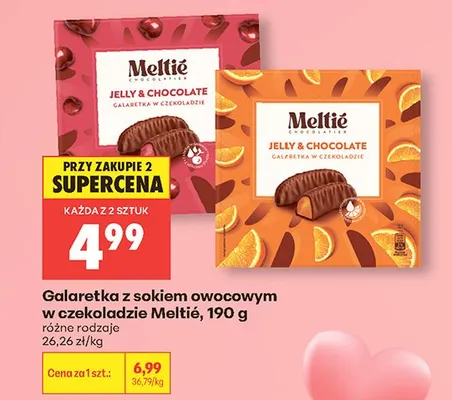 Galaretka z sokiem owocowym w czekoladzie Meltié wiśniowa promocja w Biedronka