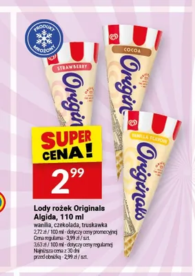 Lody rożek Originals Algida truskawka promocja w Twój Market