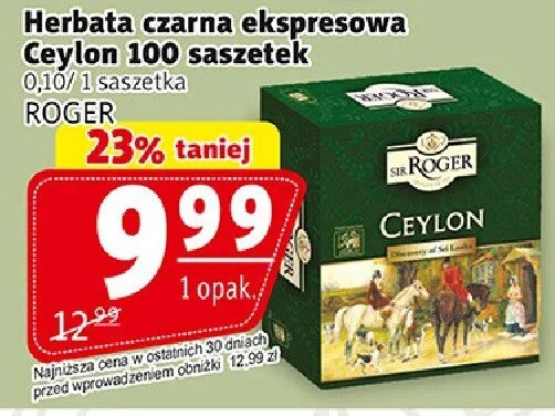 Herbata czarna ekspresowa Ceylon 100 saszetek promocja w Prim Market