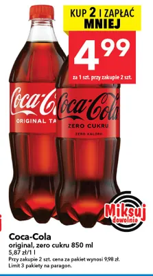 Napój Coca-Cola zero cukru promocja w LEWIATAN