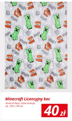 Koc licencyjny Minecraft Home & Deco ok. 130x170 cm promocja w KiK