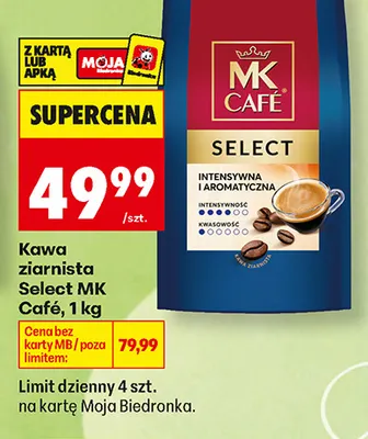 Kawa ziarnista Select MK Café promocja w Biedronka