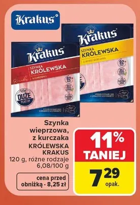 Szynka wieprzowa Królewska Krakus promocja w Carrefour Market