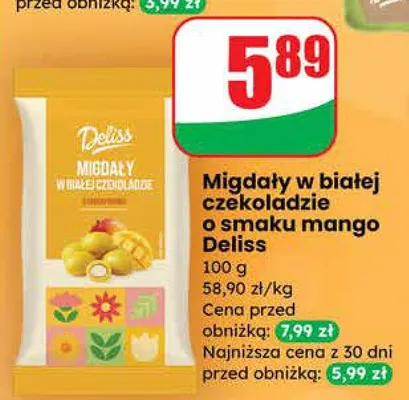 Migdały w białej czekoladzie o smaku mango promocja w Dino