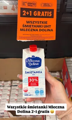 Śmietanka UHT 30% Mleczna Dolina promocja w Biedronka