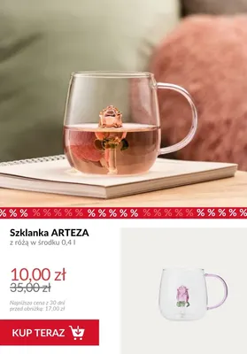 Szklanka Arteza z różą w środku 0,4 l promocja w Homla