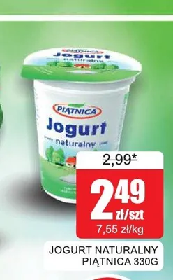 Jogurt naturalny Piątnica 330g promocja w Bingo