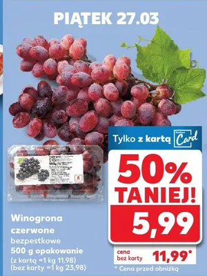Winogrona czerwone bezpestkowe promocja w Kaufland