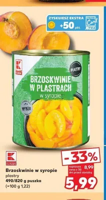 Brzoskwinie w syropie plastry K-Classic promocja w Kaufland