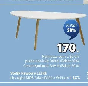 Stolik kawowy LEJRE promocja w Jysk