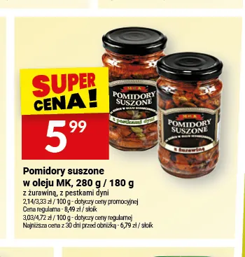 Pomidory suszone w oleju z pestkami dyni M & K promocja w Twój Market