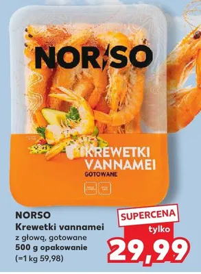 Krewetki vannamei z głową, gotowane promocja w Kaufland