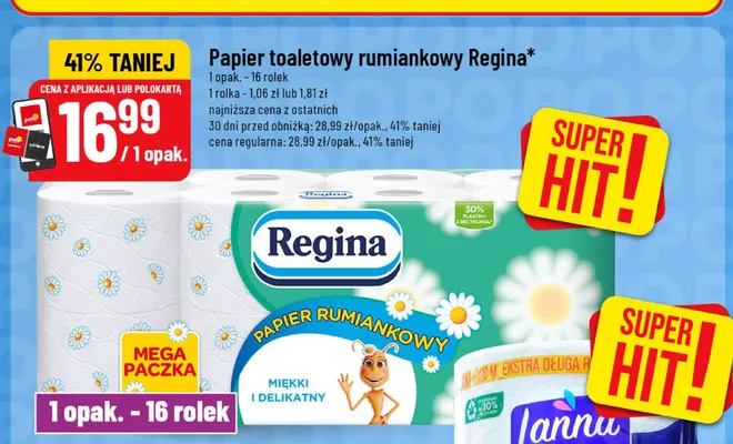 Papier toaletowy rumiankowy 16-pak Regina promocja w POLOmarket
