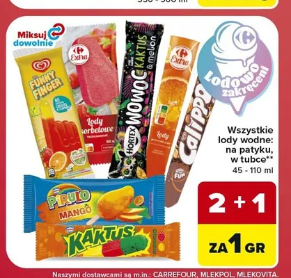 Lody wodne Pirulo Funny Finger promocja w Carrefour Market