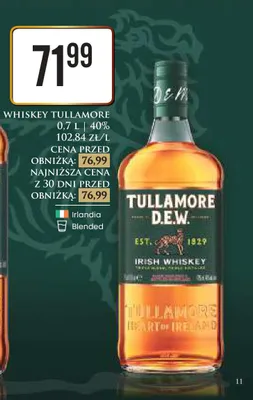 Whiskey Tullamore D.E.W. 40% promocja w Dino
