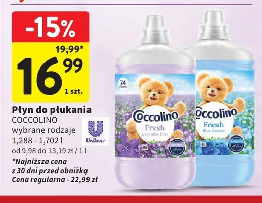 Płyn do płukania Coccolino Fresh Blue Splash promocja w Intermarche