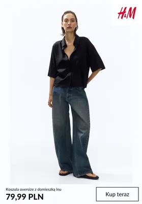 Koszula oversize z domieszką lnu H&M promocja w H&M