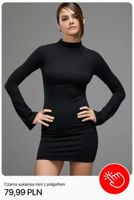 Czarna sukienka mini z półgolfem Cropp promocja w Cropp