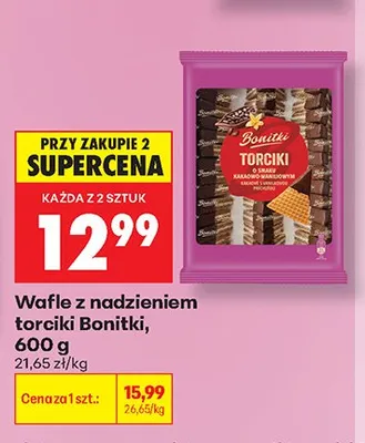 Wafle z nadzieniem torciki Bonitki promocja w Biedronka