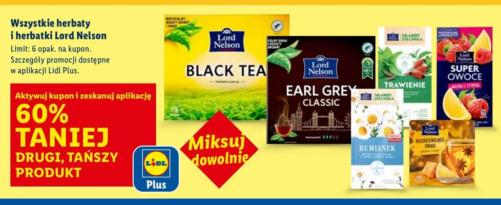 Herbaty i herbatki Lord Nelson, różne rodzaje promocja w Lidl