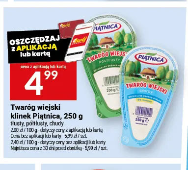 Twaróg wiejski klinek półtłusty Piątnica promocja w Twój Market