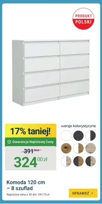 Komoda 120 cm 8 szuflad promocja w ERLI